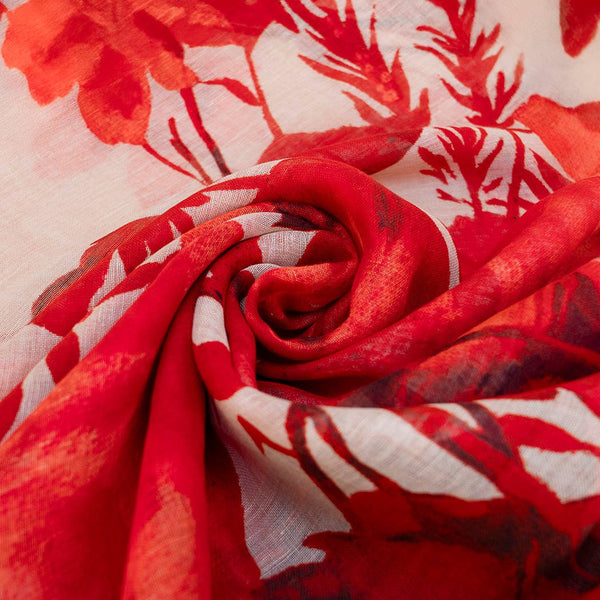Linen/Cotton Scarf - Rouge Blooms
