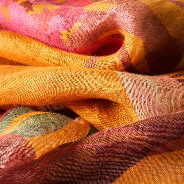 Linen/Cotton Scarf - Oriental Crane